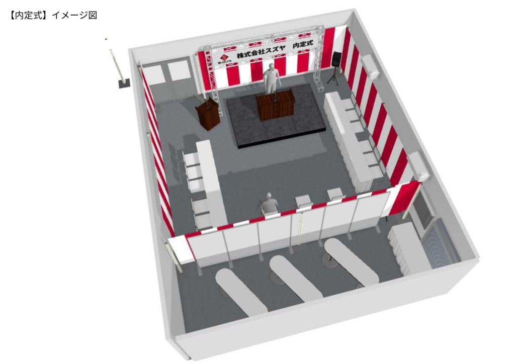 内定式会場の３Dパース図